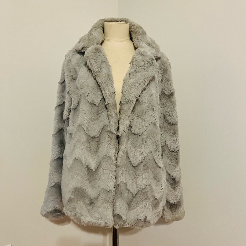 Lightweight gray faux fur jacket